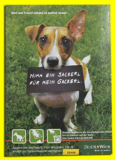 Wiener Hinweistafel "Nimm ein Sackerl für mein Gackerl"
