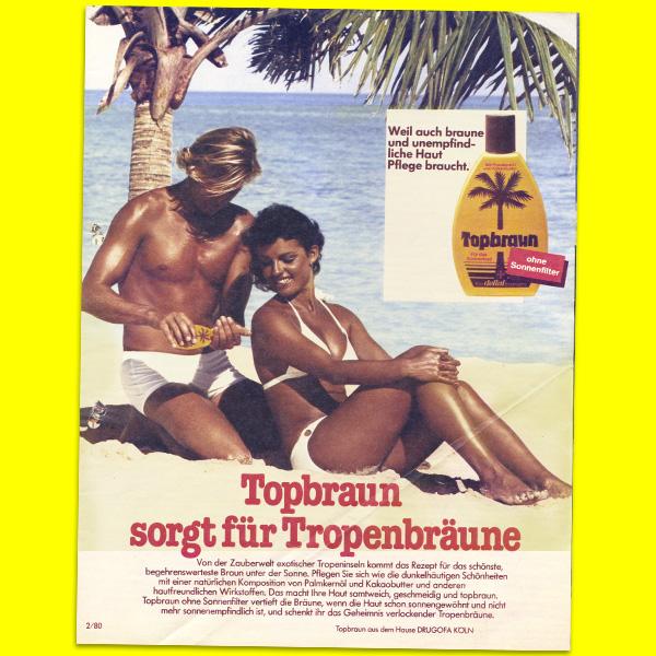 Alte Sonnencremewerbung (Ohne sonnenfilter!)