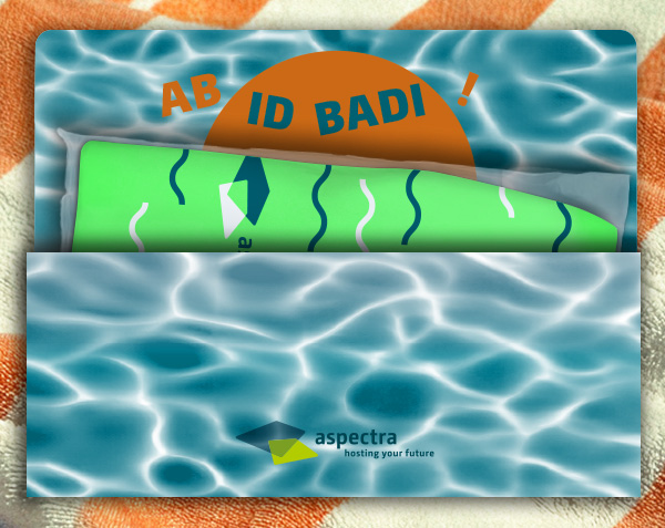 Mailing aspectra "Ab id Badi!" Versand-/Einladungsetui mit Badekappe