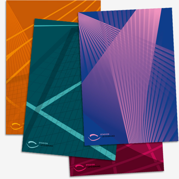 Stadion Letzigrund: Mailing Material 4 A5 Karten mit passender Illustration (Event/Konzert, Leichtathletik, Fussball Allgemein)